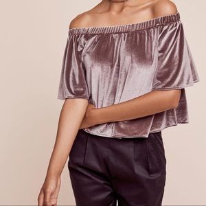 Anthropologie Velvet Off the Shoulder Top